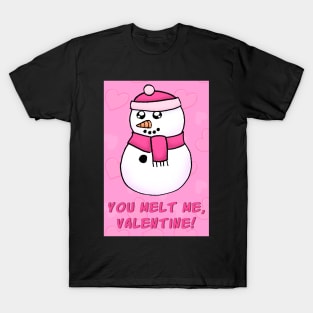 Cute Cartoon Snow Man Valentine's Day Card T-Shirt